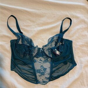Elegant Lace Teal Bustier
